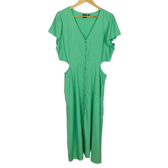 GAP | Dresses | Gap Linenblend Cutout Midi Dress Jamaica Green Size 8 |  Poshmark